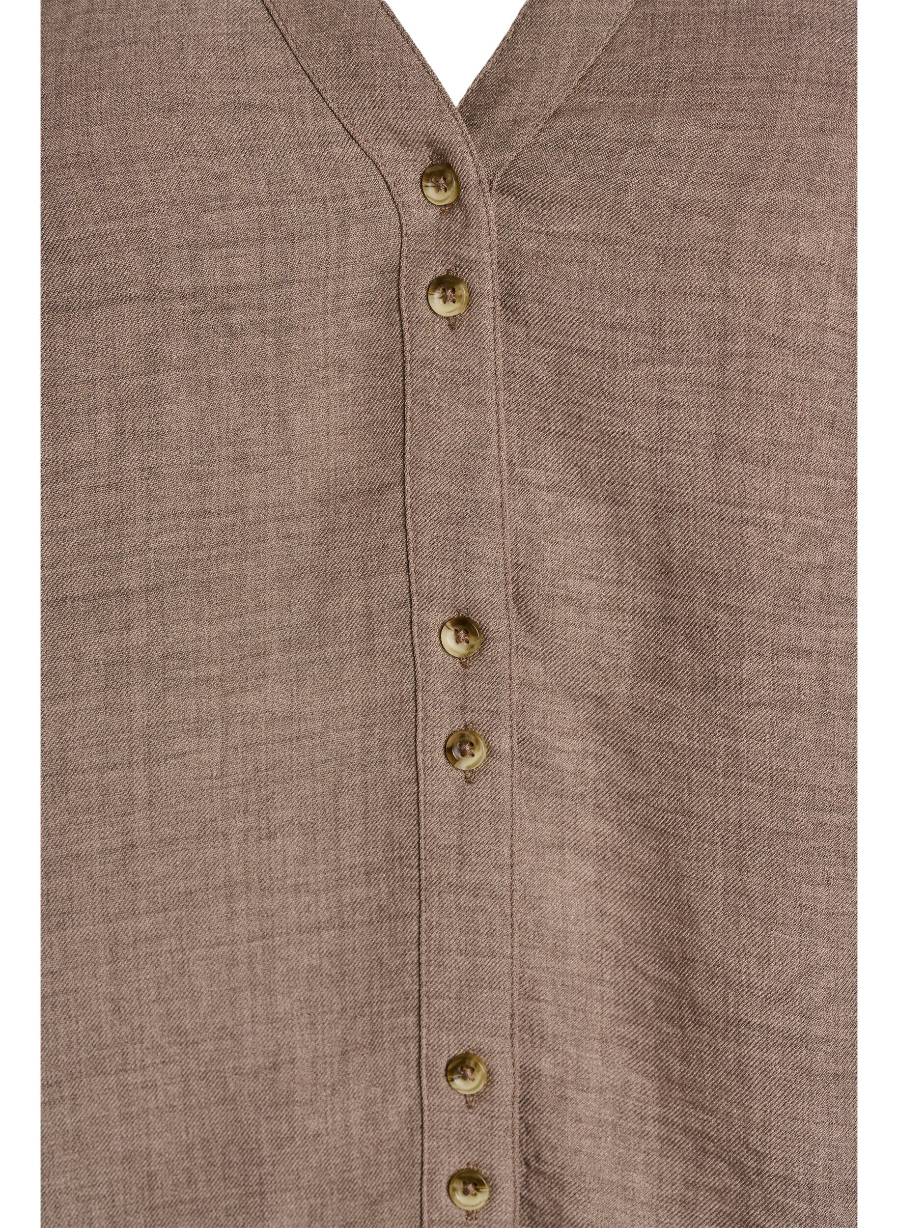 ZizziLyhythihainen paitapusero v-p&auml;&auml;ntiell&auml;, Ruskea, Packshot image number 2