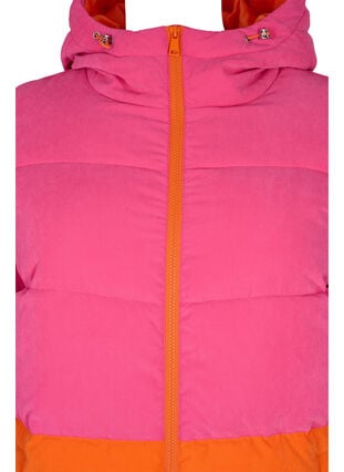 Pitkä talvitakki värikaistaleella, Pink W/Orange, Packshot image number 2