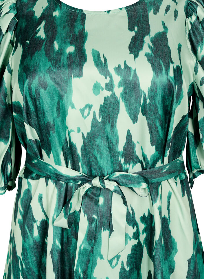 Lyhythihainen juhlamekko vyönauhalla, Vihreä, Packshot image number 2