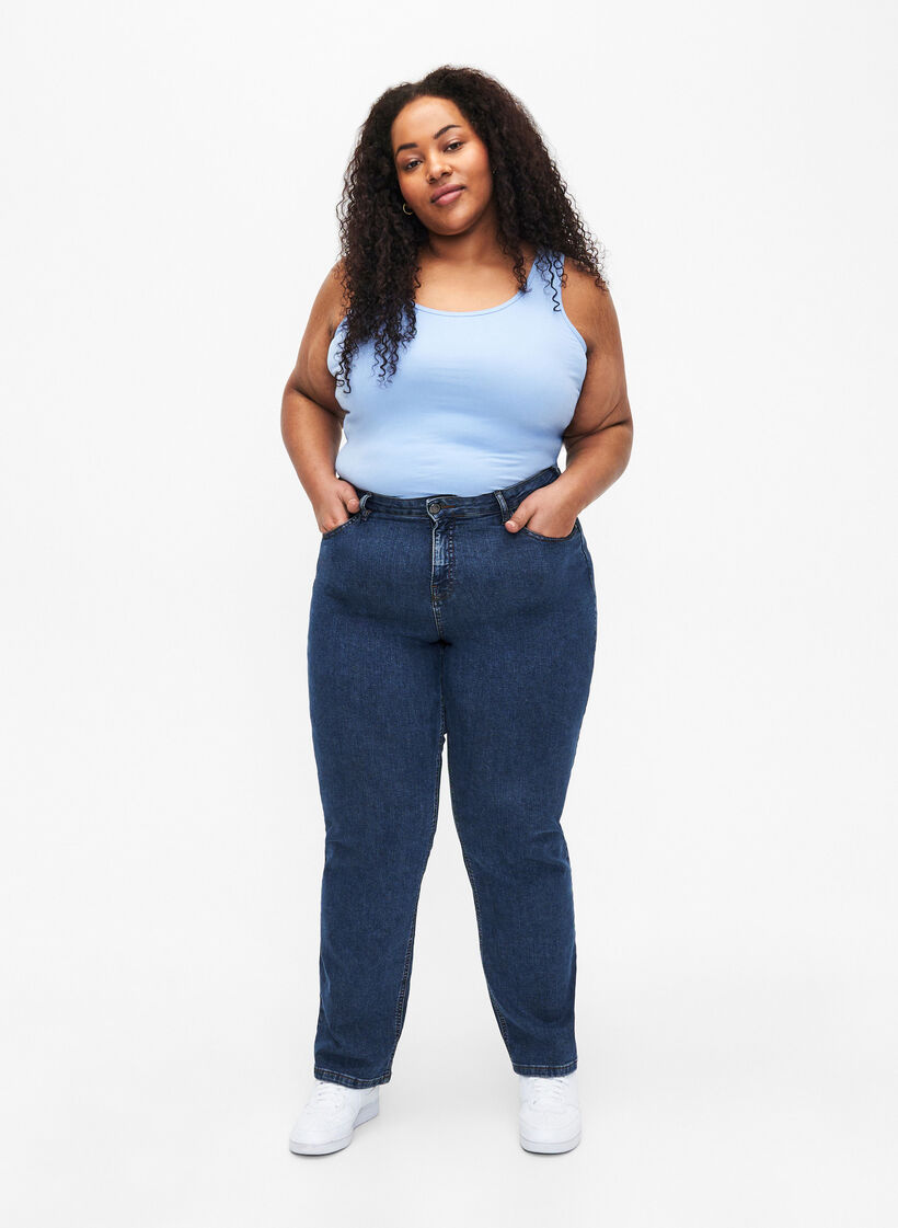 Yksivärinen perustoppi puuvillasta, Sininen, Model image number 1