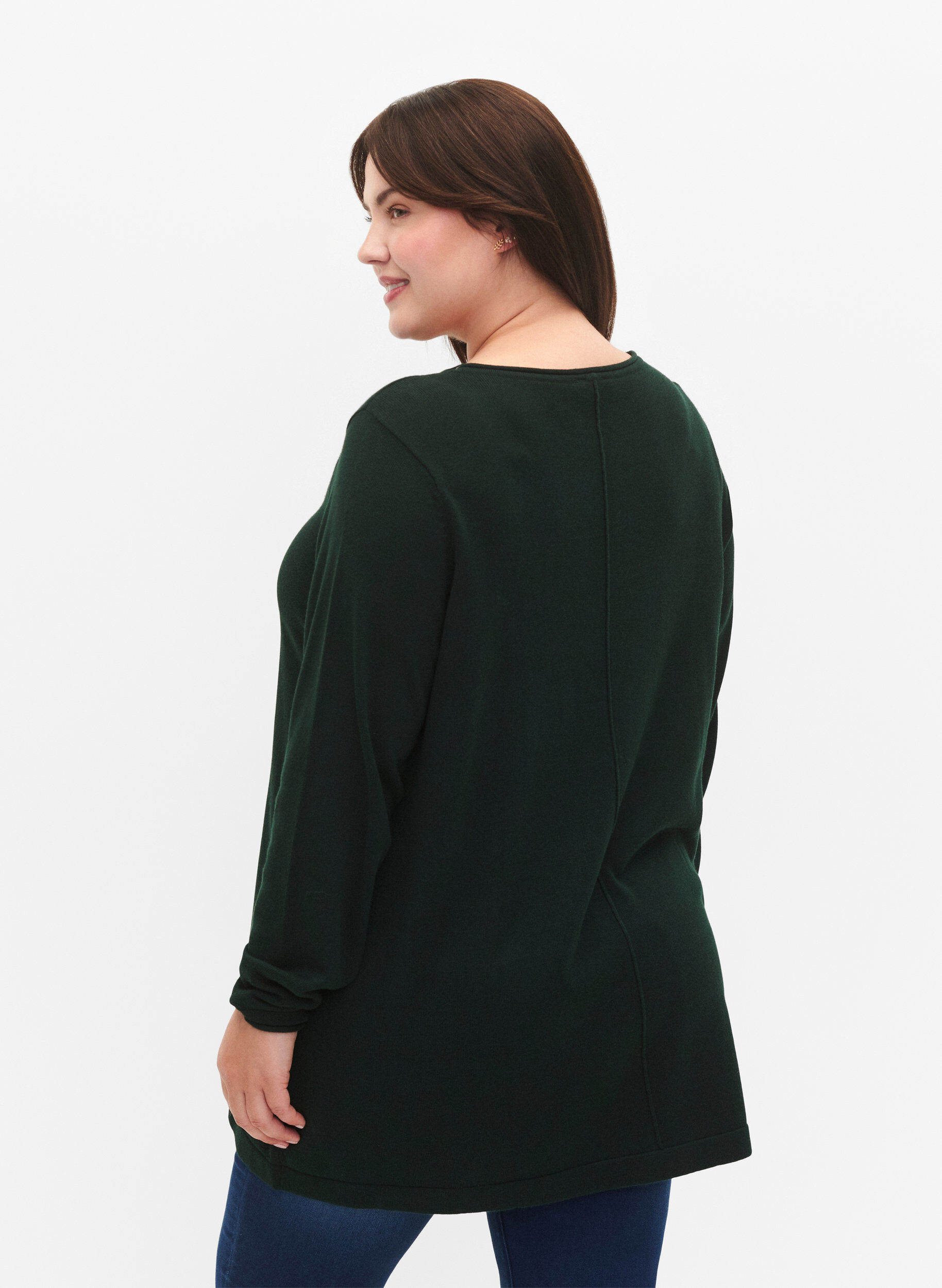 ZizziNeule puuvillaviskoosisekoitteesta, Vihre&auml;, Model image number 2