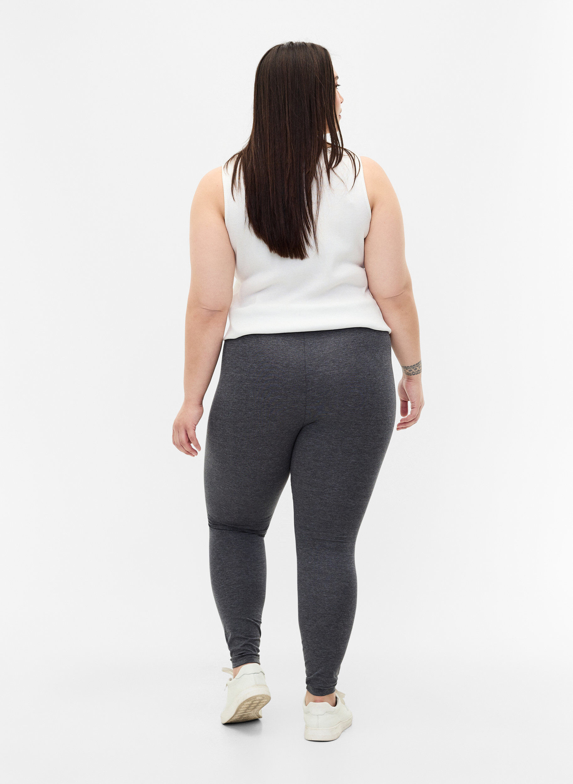Zizzi Harmaat meleeratut leggingsit, Dark Grey Melange, Model image number 1