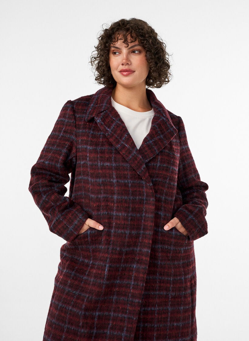 Tarkistettu takki taskuilla, Punainen, Model image number 2