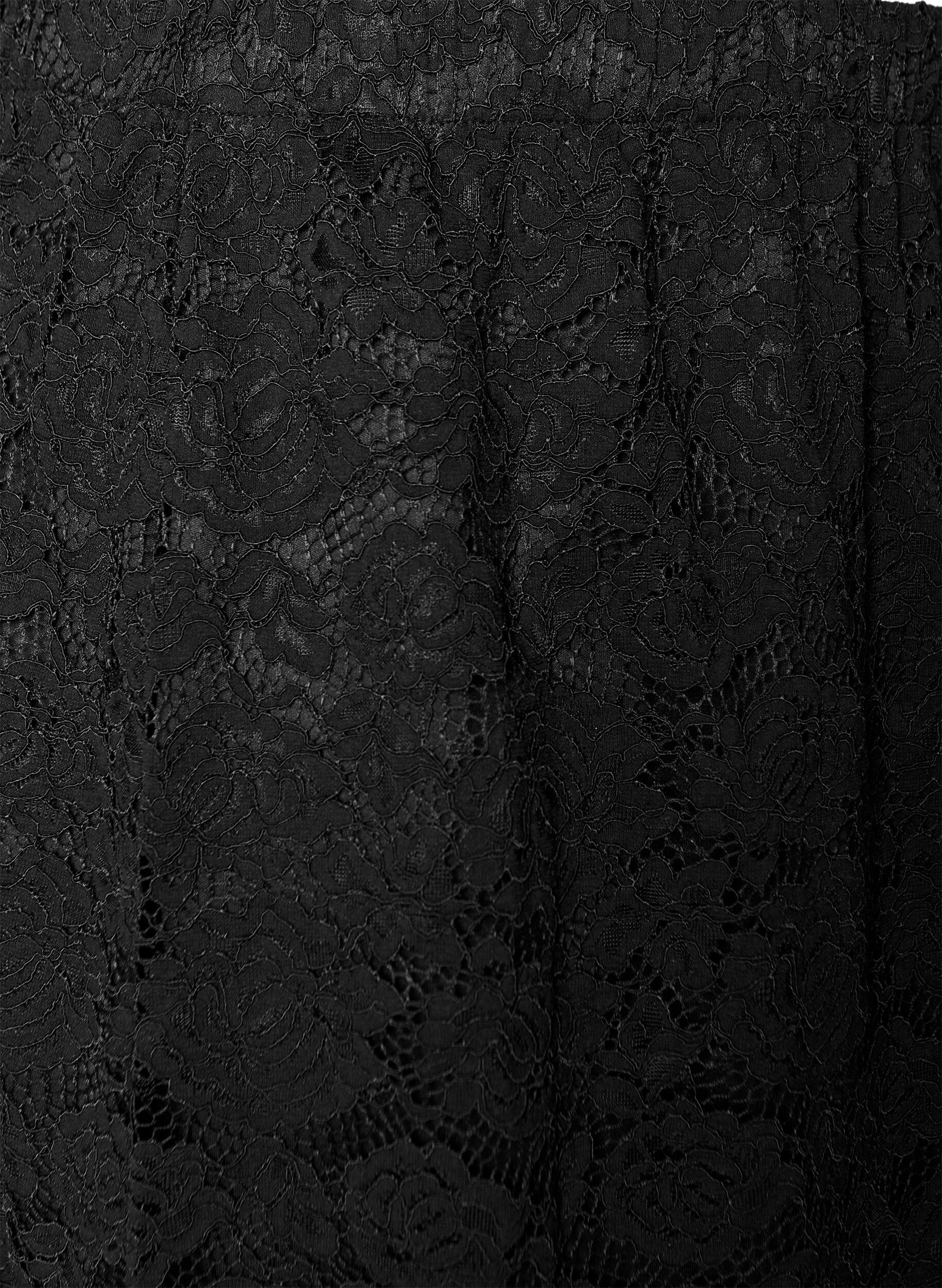 Zizzi Pitsinen midihame joustavalla vy&ouml;t&auml;r&ouml;ll&auml;, Musta, Packshot image number 2