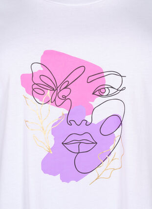 Kuvioitu puuvillainen T-paita, B. White w. Face, Packshot image number 2