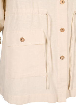 taskullinen paita pellavasekoitetta, Sandshell, Packshot image number 3