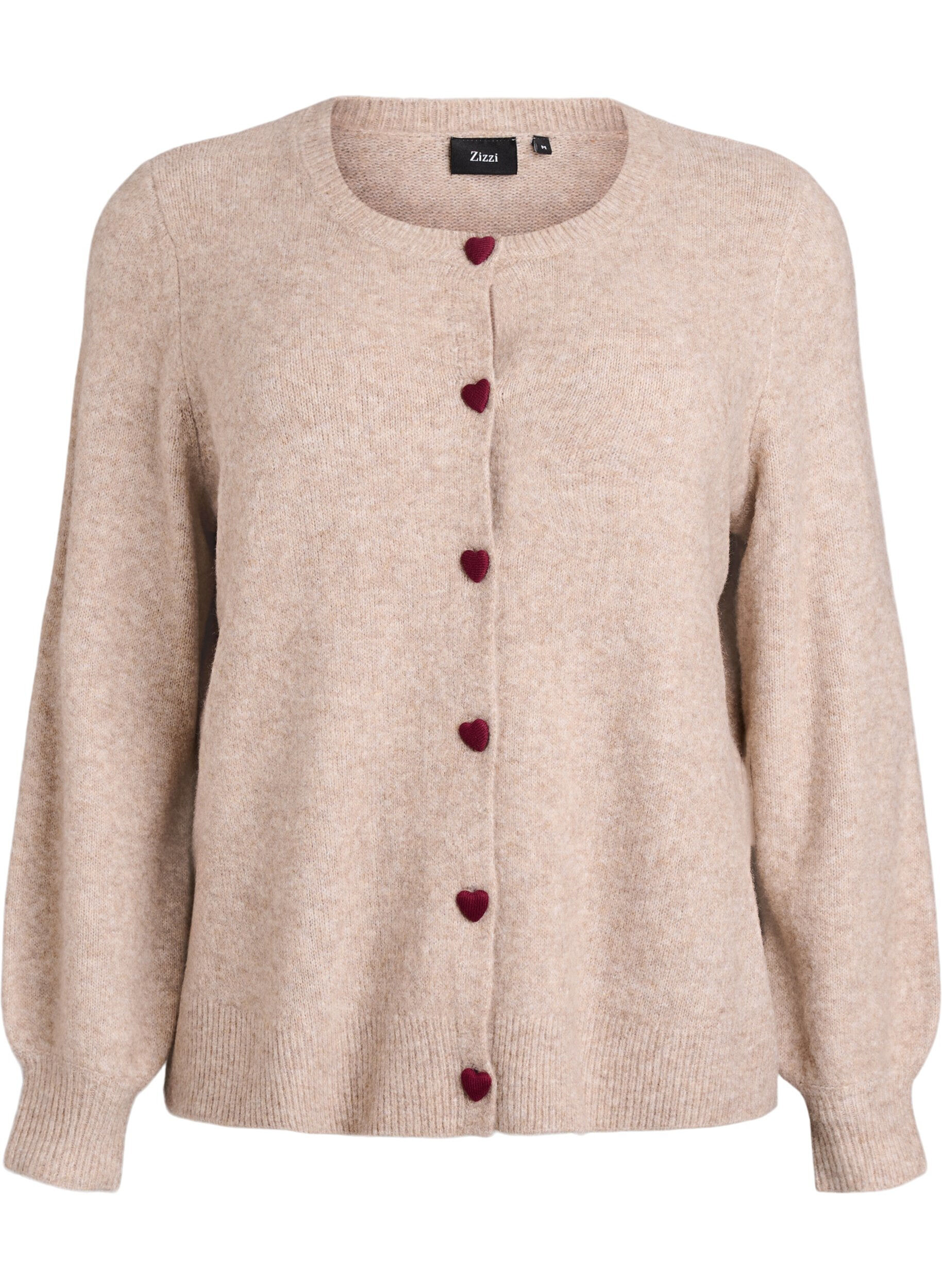 ZizziNeuletakki syd&auml;menmuotoisilla napeilla, Beige, Packshot image number 0