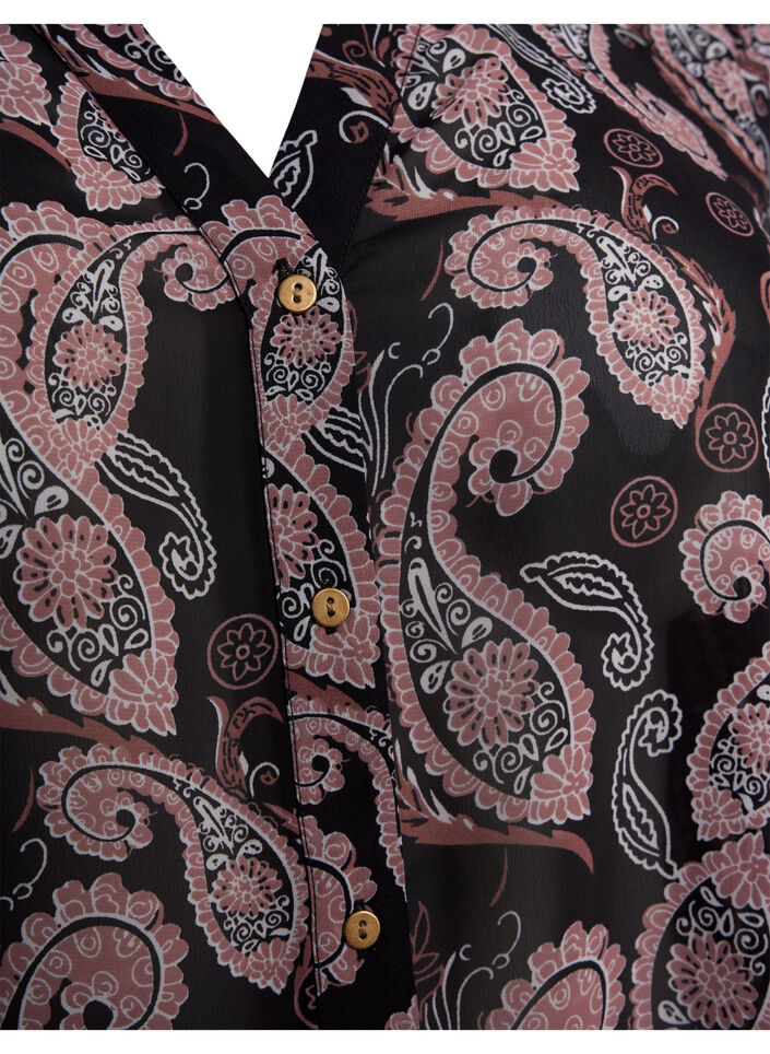 Paita v-pääntiellä ja kuosilla , Black/Beige Paisley, Packshot image number 2