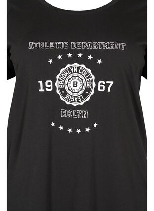 Lyhythihainen puuvillainen t-paita painatuksella, Black, Packshot image number 2