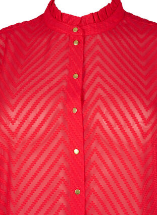 Paitapusero, jossa on röyhelöitä ja kuvioitu koostumus, Tango Red, Packshot image number 2