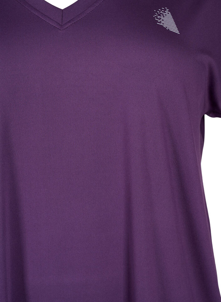 V&auml;lj&auml; treenipaita, jossa on V-p&auml;&auml;ntie, Violetti, Packshot image number 2