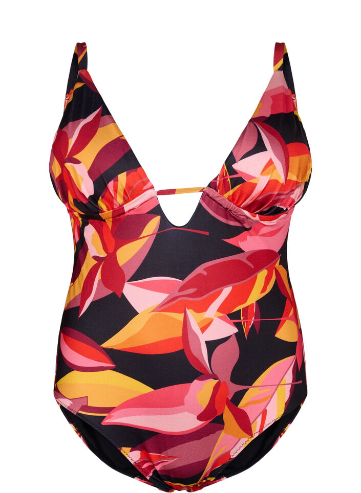 Uimapuku v-pääntiellä ja solmittavilla yksityiskohdilla, Punainen, Packshot image number 0