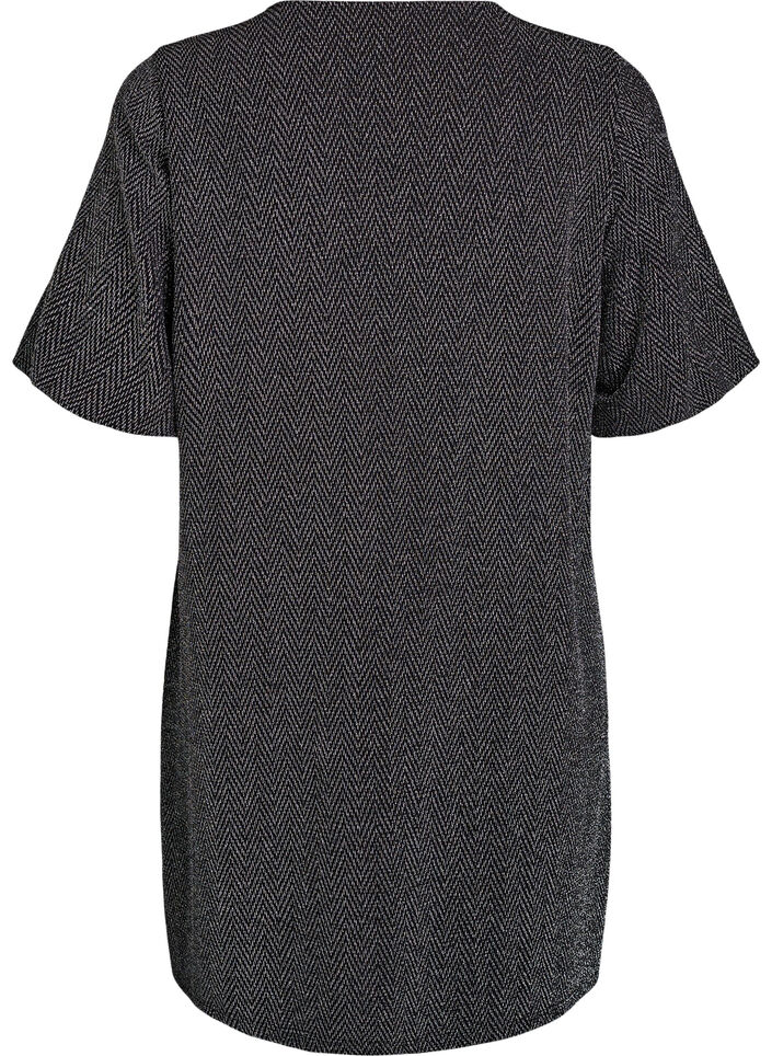 Lyhyt mekko kimallekuviolla, Musta, Packshot image number 1