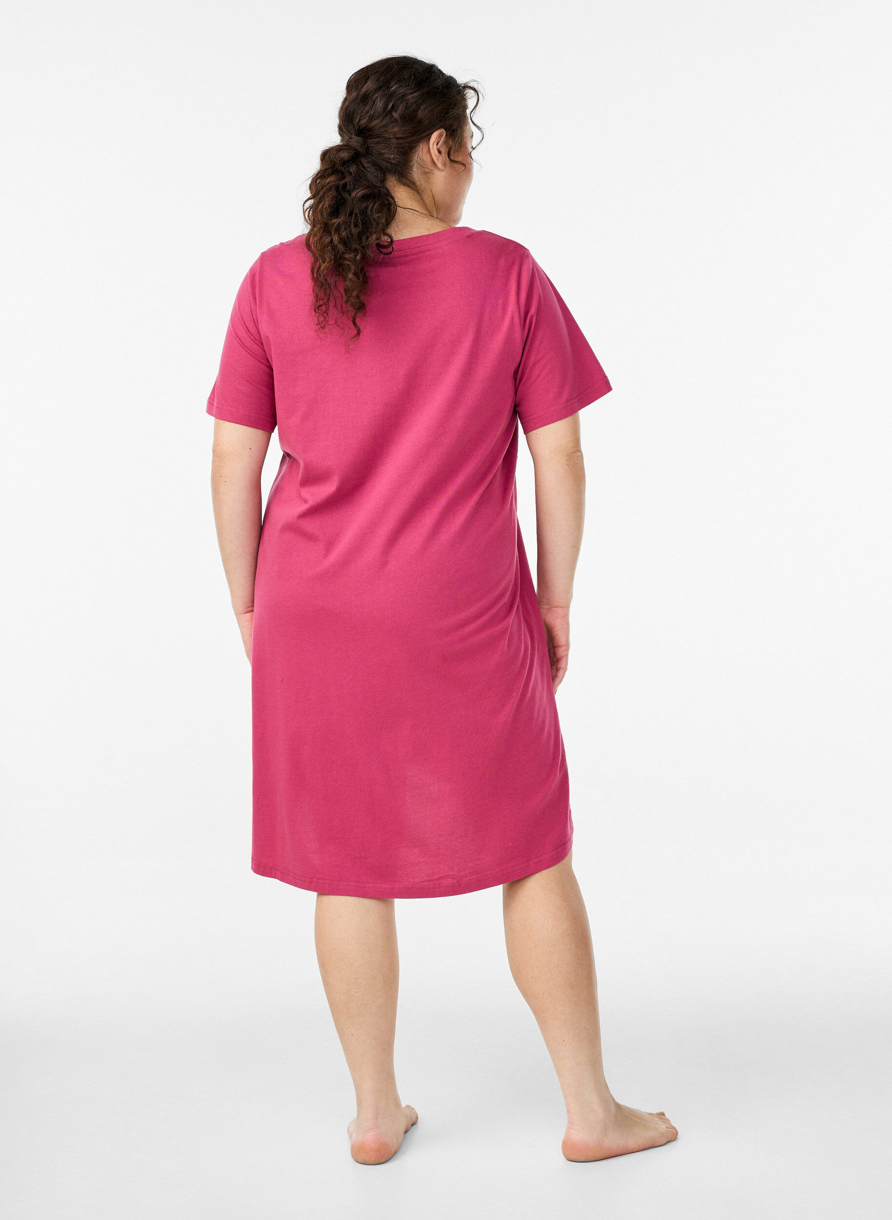 ZizziLuomupuuvillainen y&ouml;paita V-p&auml;&auml;ntiell&auml;, Punainen, Model image number 1