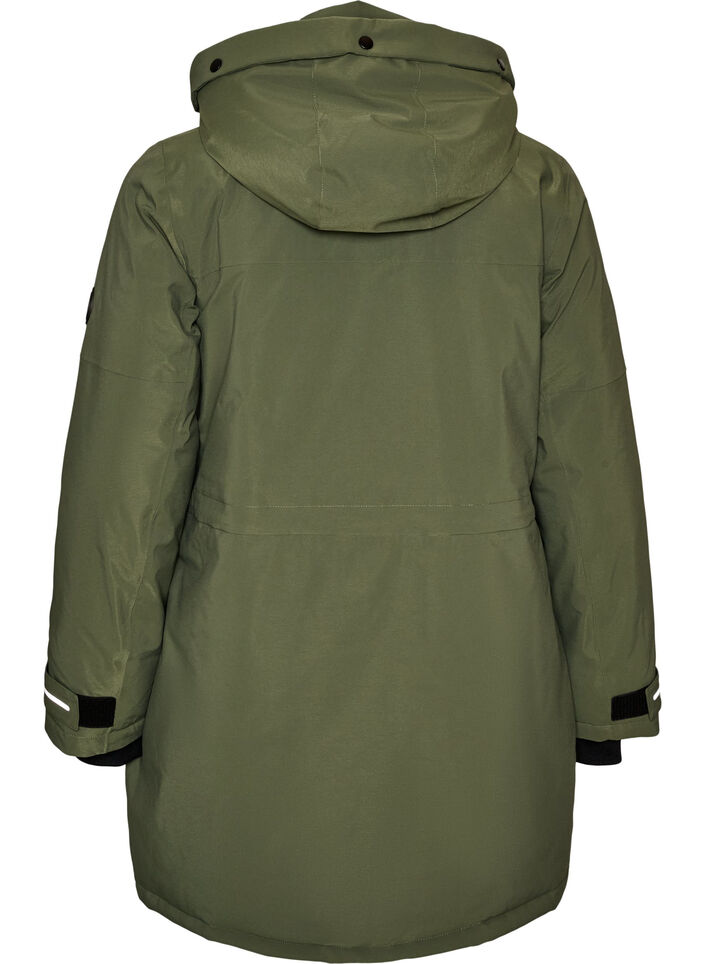 Vett&auml;hylkiv&auml; parka hupulla ja toiminnallisilla yksityiskohdilla, Vihre&auml;, Packshot image number 1