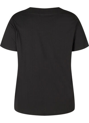 Lyhythihainen t-paita leveällä ribbireunuksella, Black, Packshot image number 1