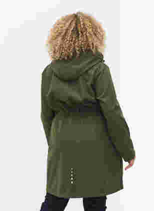 Pitkä hupullinen softshell-takki, Forest Night Solid, Model