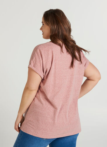 Meleerattu puuvillainen t-paita, Old Rose Mélange, Model image number 1