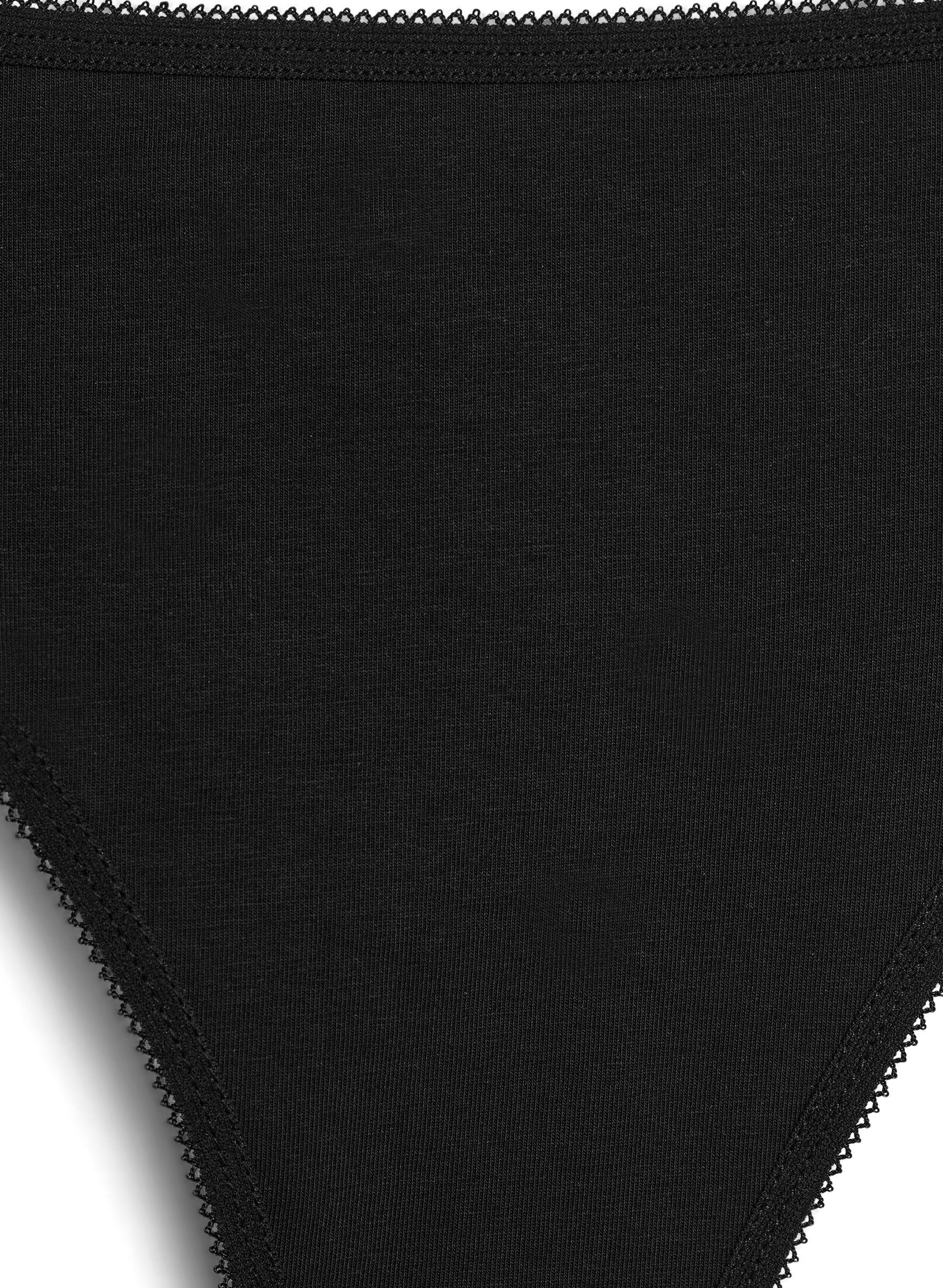 Zizzi 7 kpl puuvillaiset stringit matalalla vy&ouml;t&auml;r&ouml;ll&auml;, Musta, Packshot image number 2