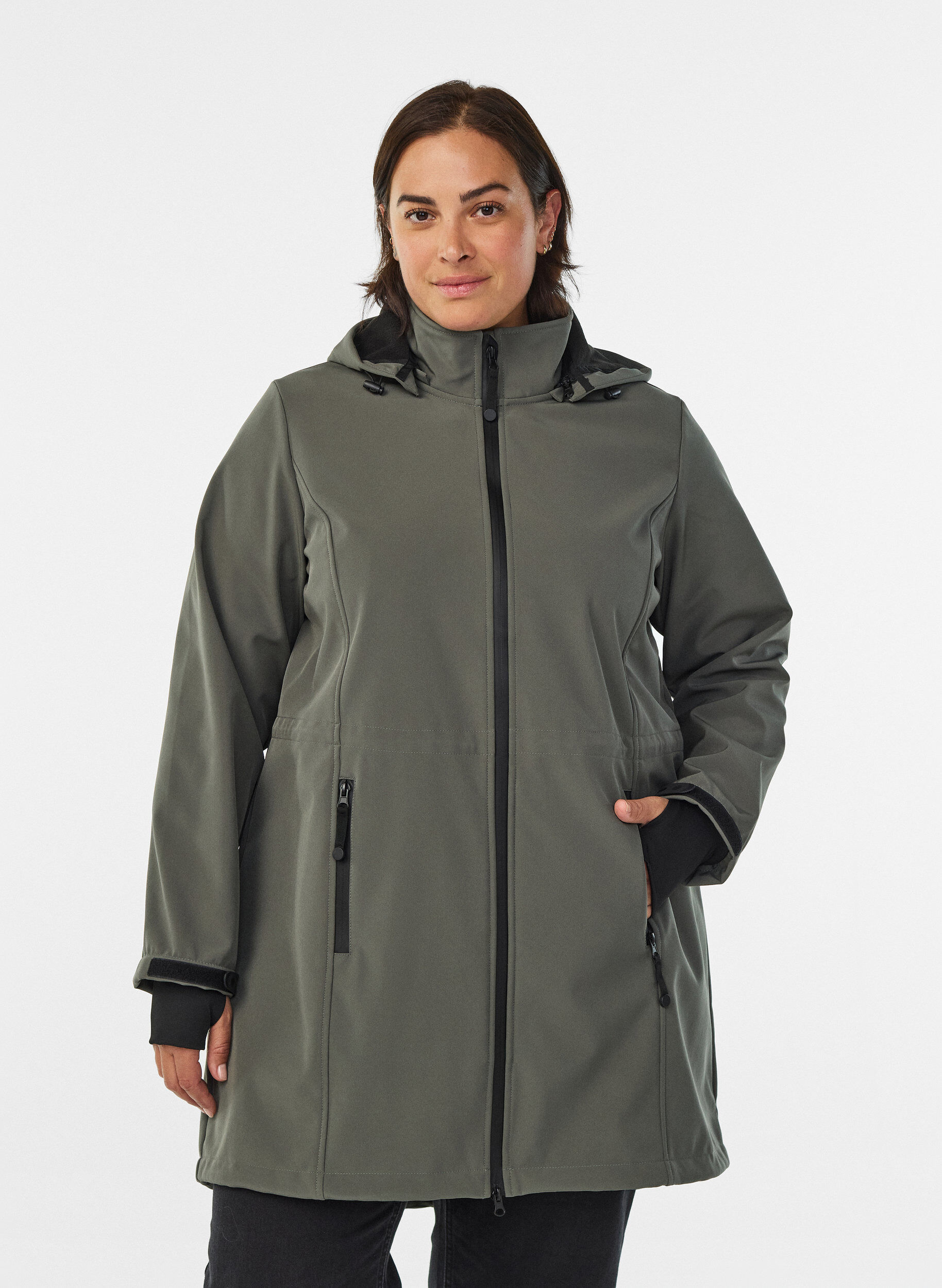 Zizzi Softshell-takki irrotettavalla hupulla, Harmaa, Model image number 0