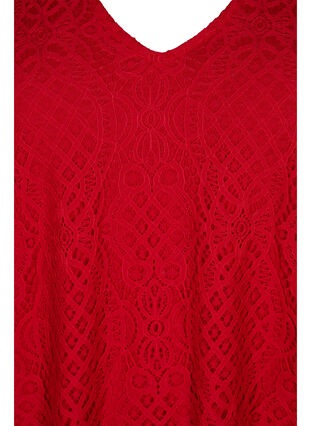 Pitkähihainen pitsipusero v-aukkolla, Tango Red, Packshot image number 2