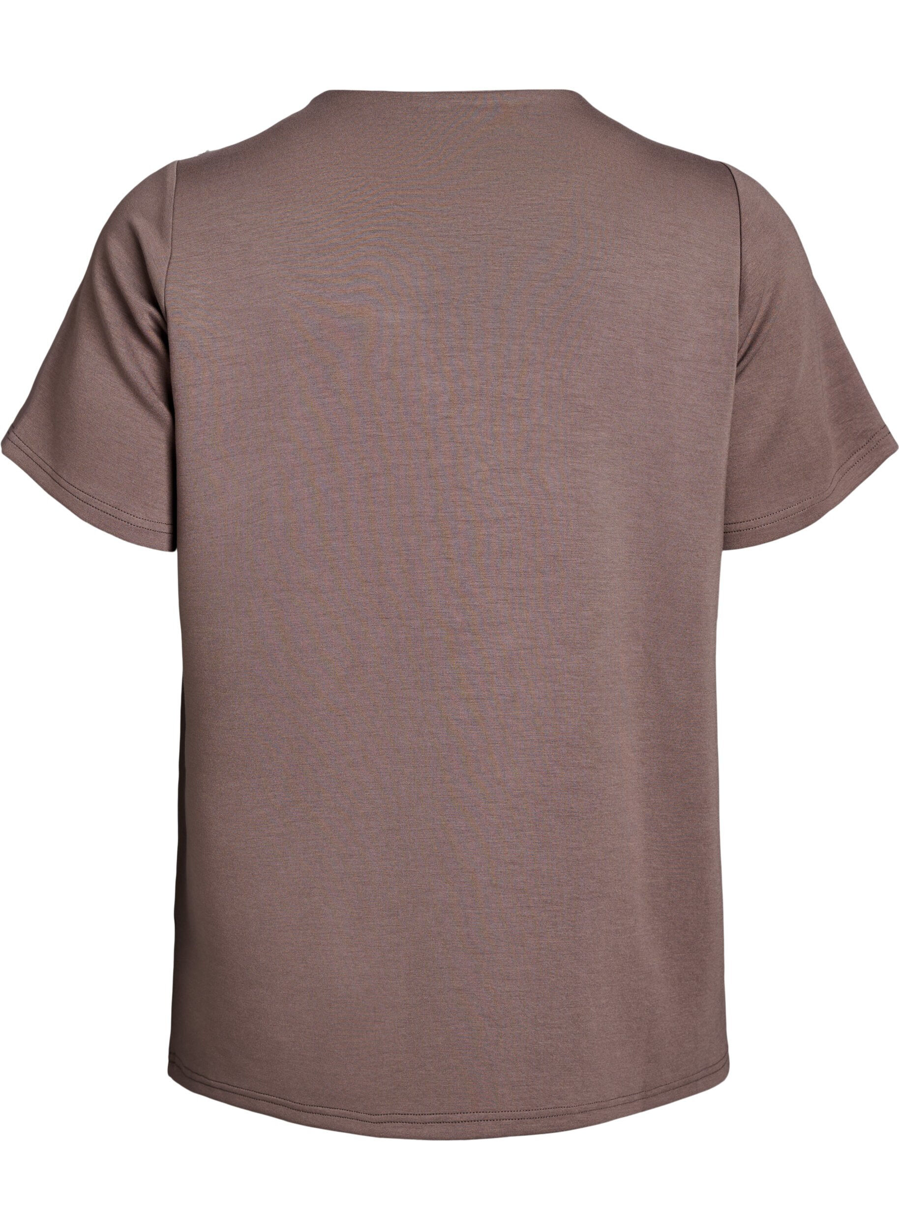 Zizzi Lyhythihainen pusero nappikoristelulla, Ruskea, Packshot image number 1