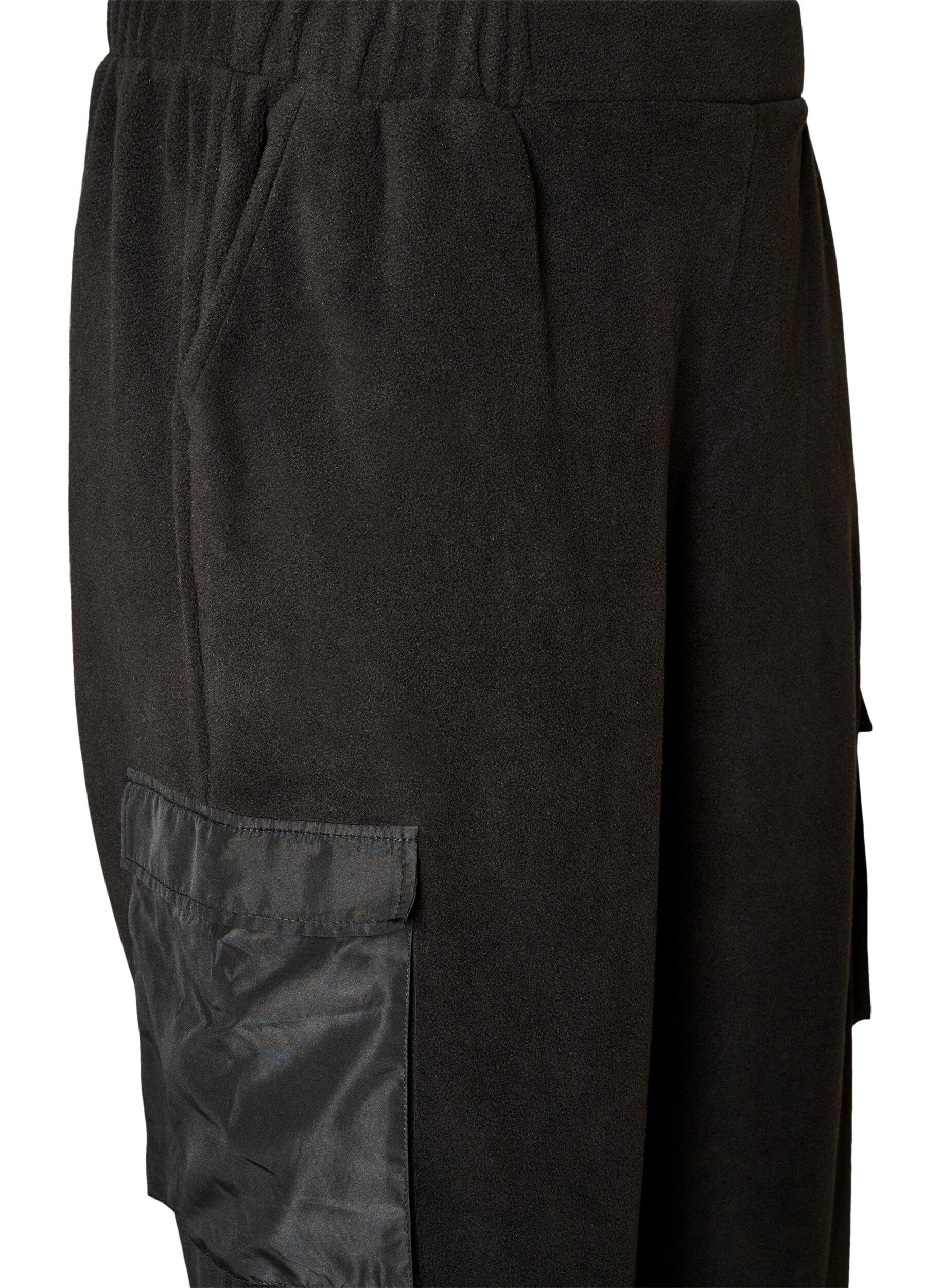 ZizziFleece-collegehousut cargotaskuilla, Musta, Packshot image number 2