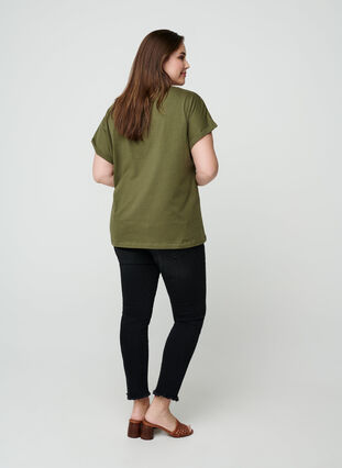 Lyhythihainen puuvillainen t-paita printillä, Ivy green w. Love, Model image number 1