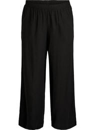 Leve&auml;lahkeiset pellava- ja viskoosihousut, Musta