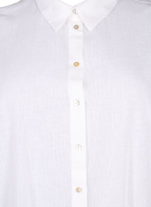 Pitkä paita puuvilla-pellavasekoitteesta, Bright White, Packshot image number 2