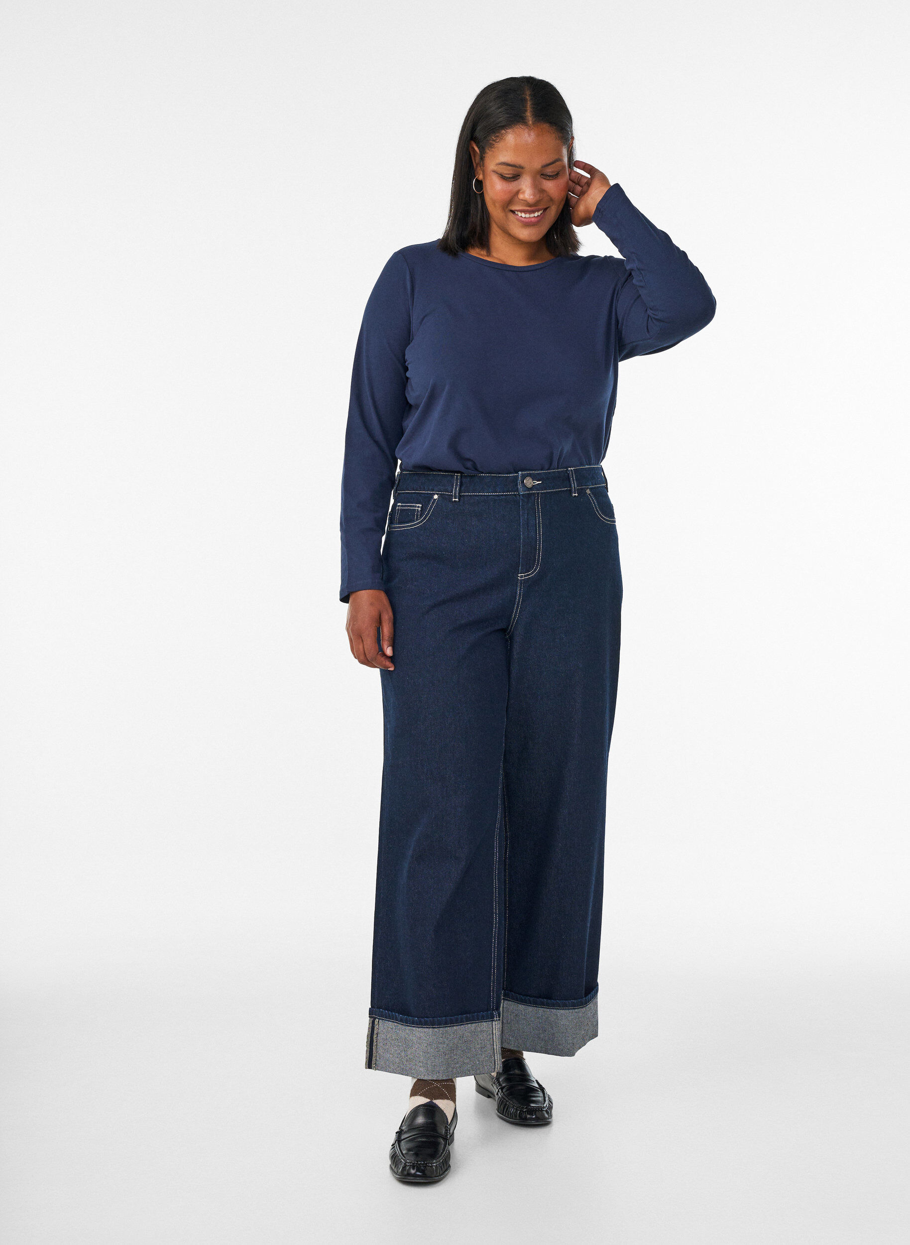 ZizziPerus jersey-paita, jossa pitk&auml;t hihat, Sininen, Model image number 1