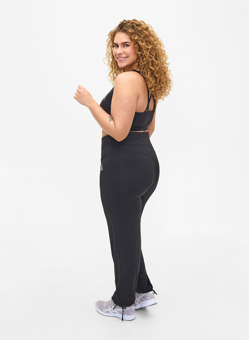 Väljät collegehousut, joissa on kiristysnauha, Black, Model image number 1