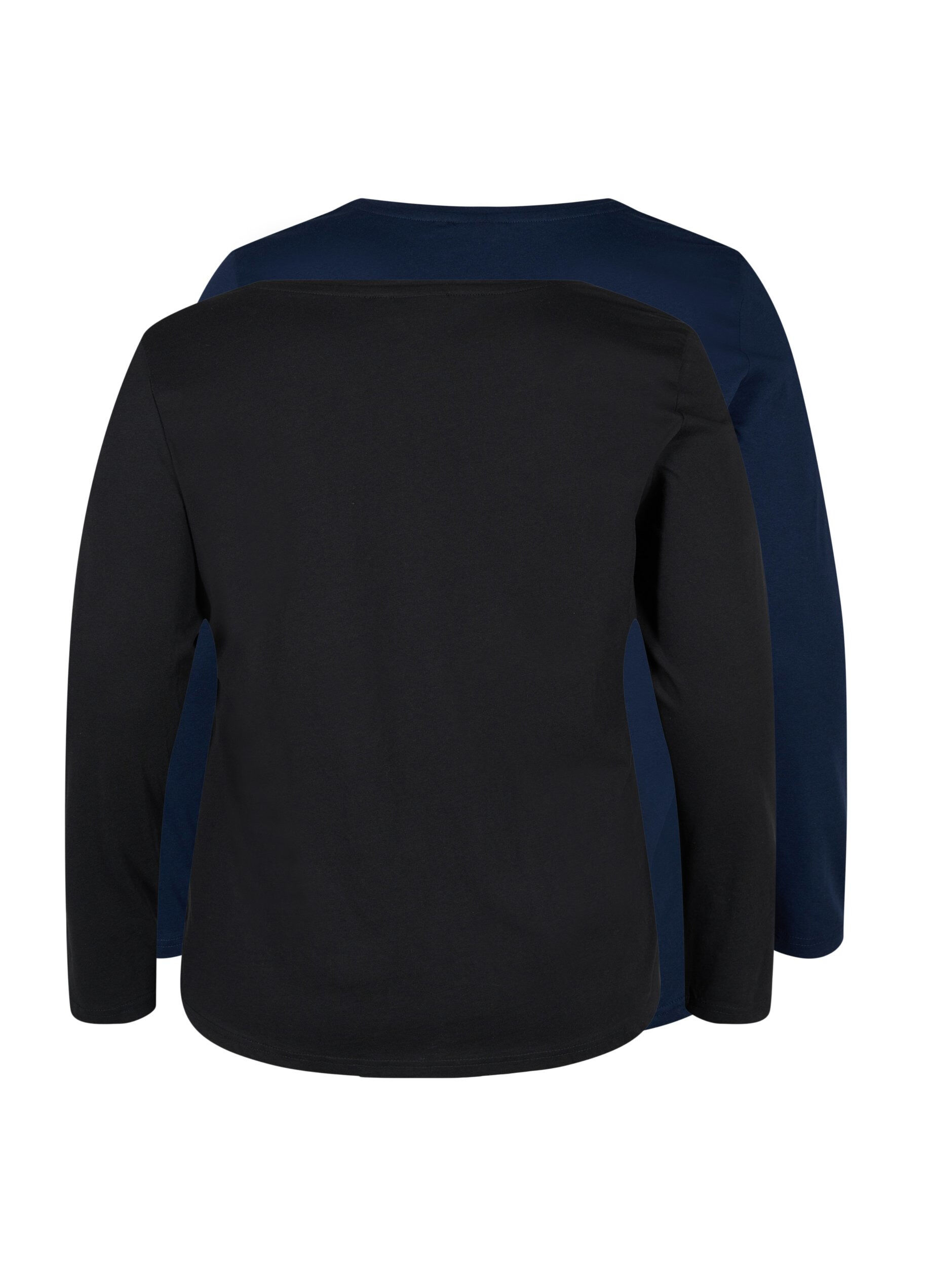 Zizzi 2 kpl puuvillapuseroita, Black/Navy B, Packshot image number 1