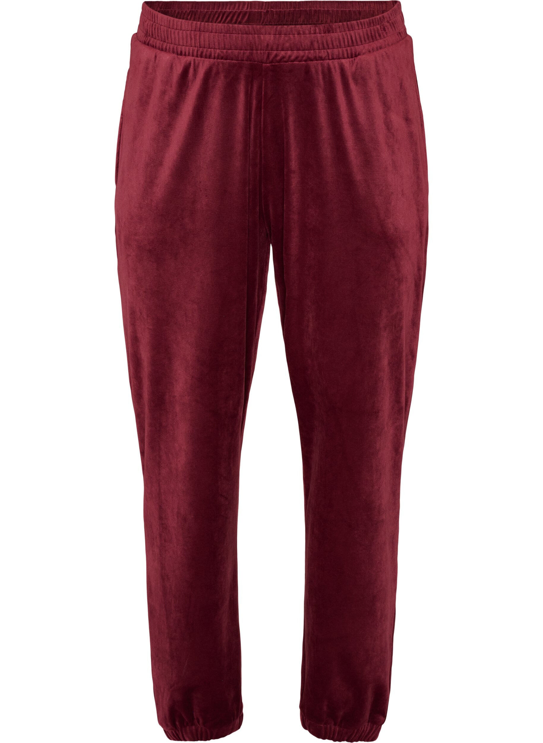 ZizziRennot velourhousut, Punainen, Packshot image number 0