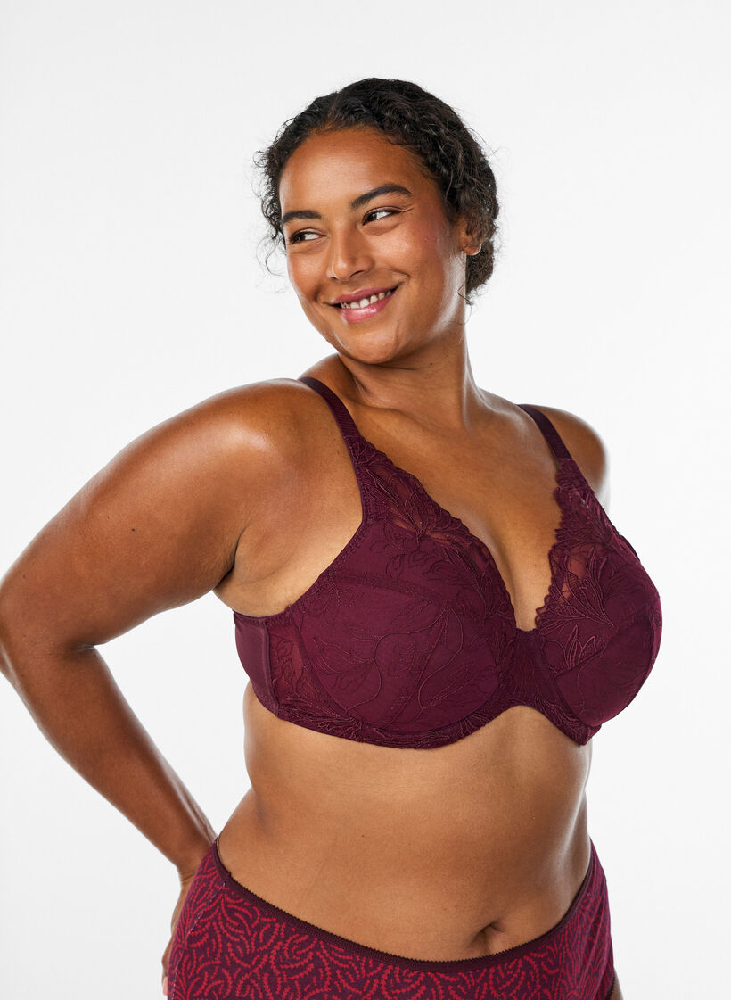 Topatut pitsirintaliivit kaaritukien kera, Punainen, Model image number 0