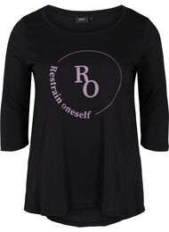 Puuvillainen t-paita 3/4-hihoilla, Black RO