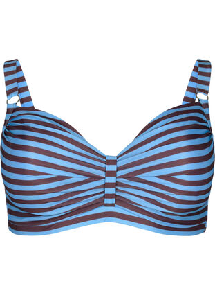Kaarituelliset bikinirintaliivit painatuksella, BlueBrown Stripe AOP, Packshot image number 0