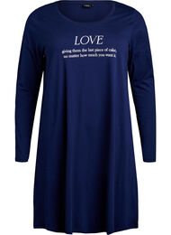 Pitkähihainen yöpaita luomupuuvillaa, Sininen