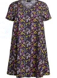 Lyhyt a-linjainen mekko kukkakuviolla, Sininen