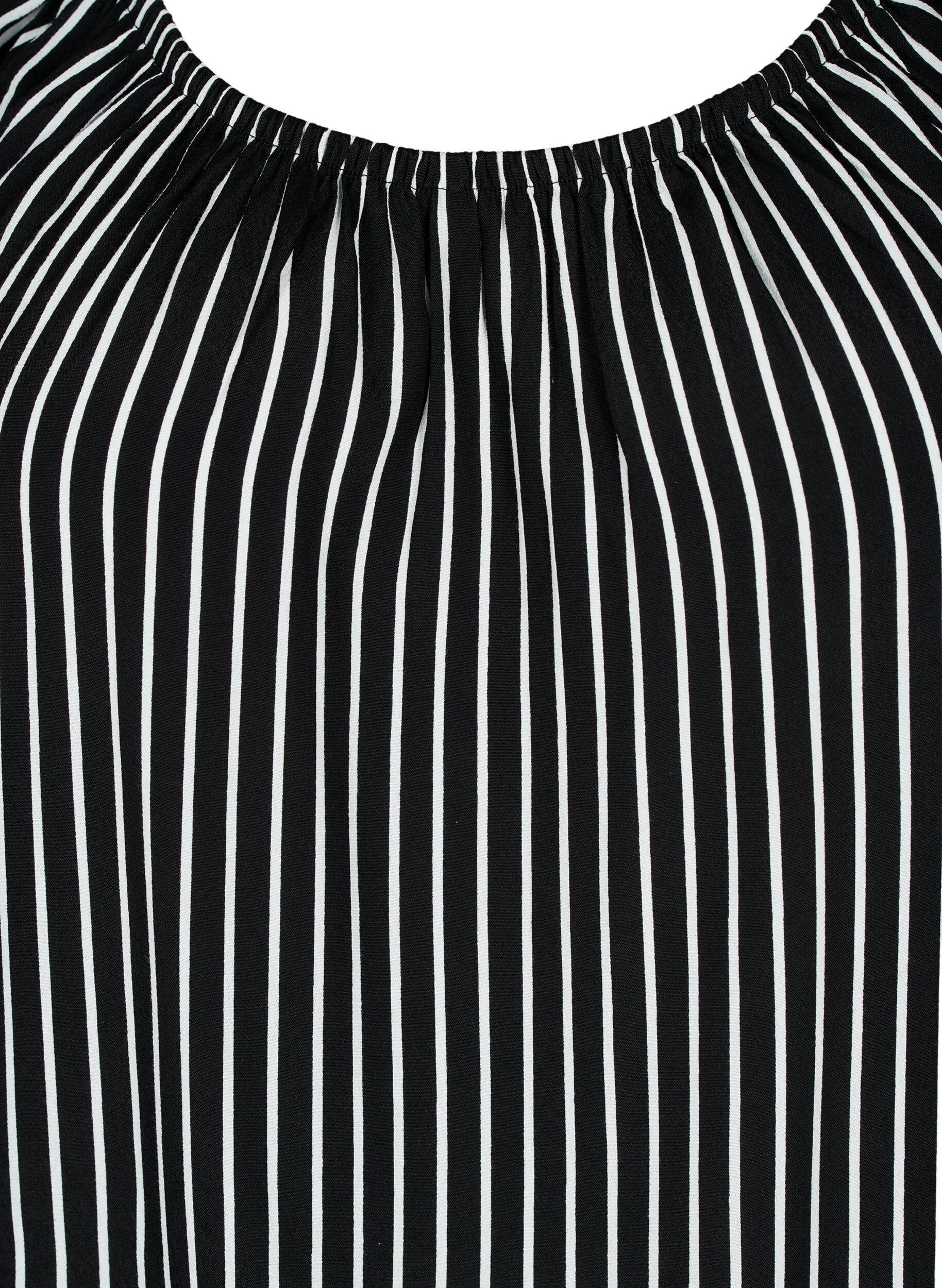 Zizzi Raidallinen lyhythihainen viskoosipusero, Black/ White Stripe, Packshot image number 2