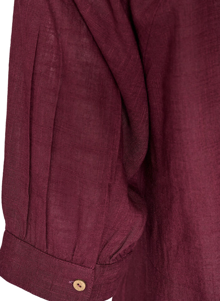 Puuvillatunika V-p&auml;&auml;ntiell&auml;, Punainen, Packshot image number 3