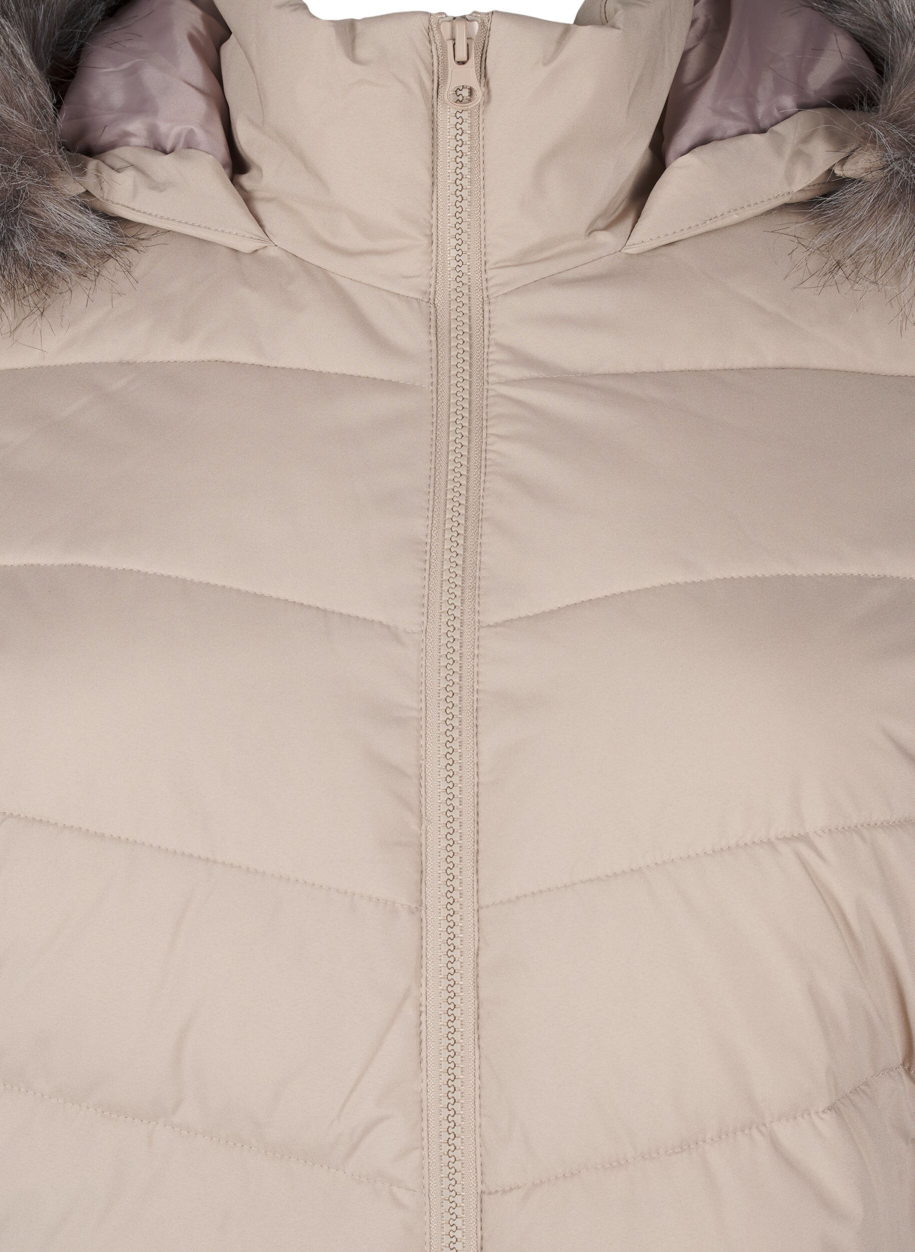 ZizziLyhyt toppatakki hupulla, Beige, Packshot image number 2