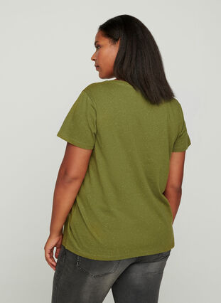 T-paita v-aukolla, Green, Model image number 1