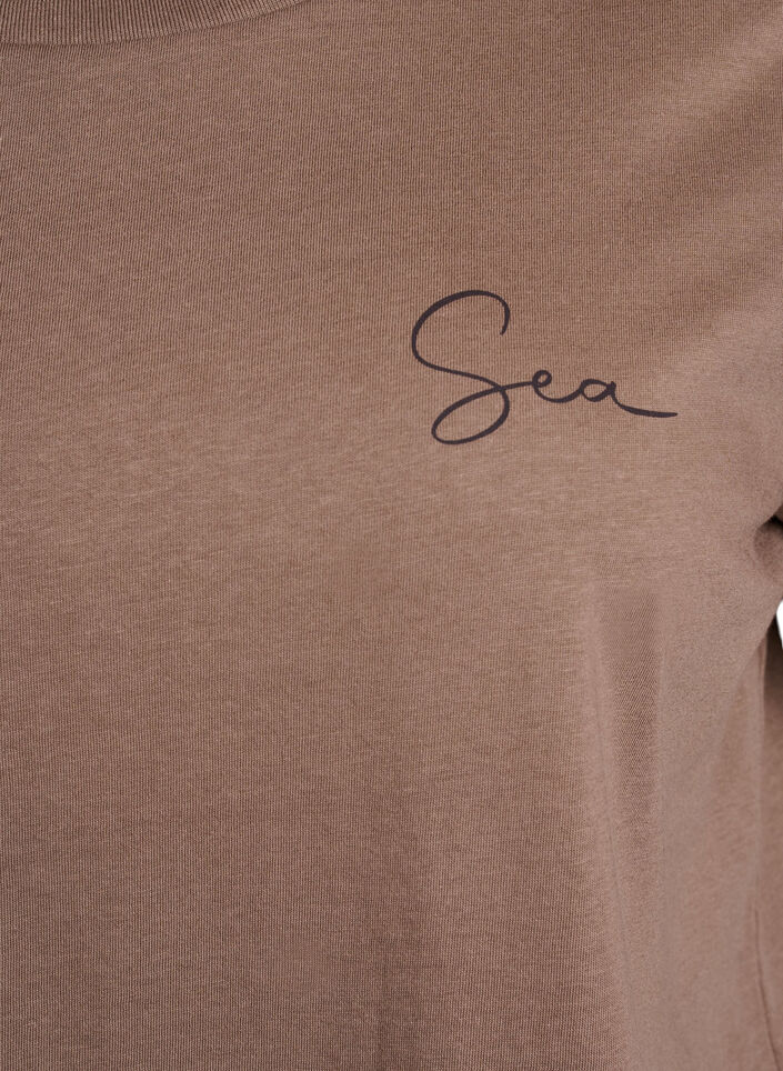 T-paita printtiyksityiskohdilla edessä ja takana, Ruskea, Packshot image number 2