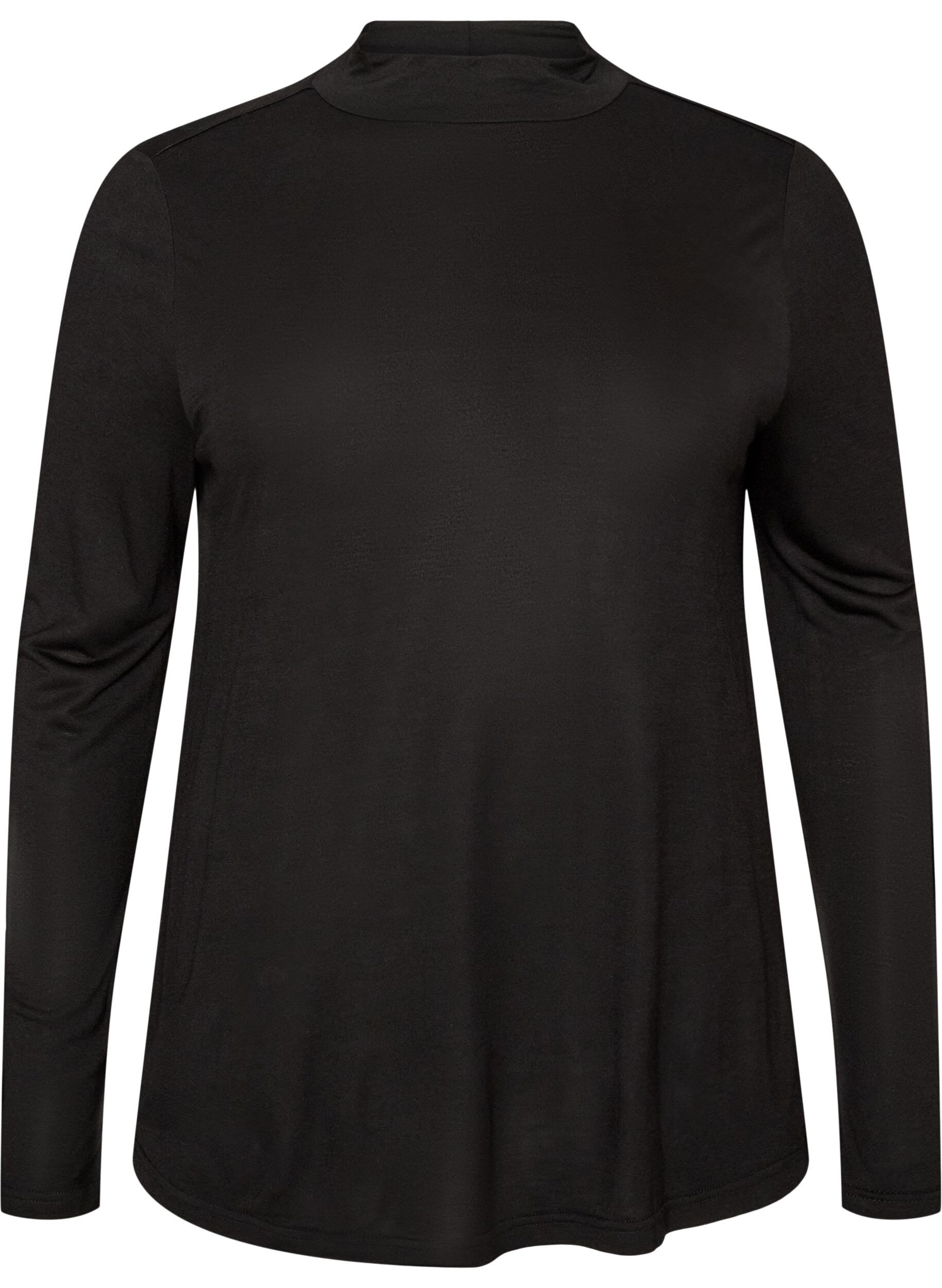 ZizziKorkeakauluksinen pusero viskoosijerseyst&auml;, Musta, Packshot image number 0