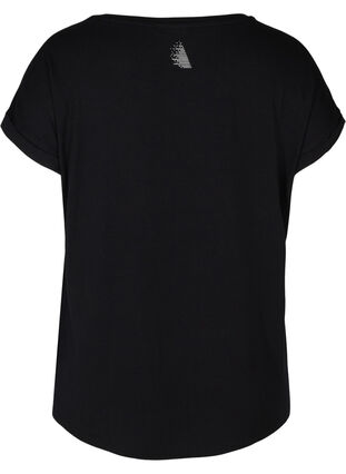 Lyhythihainen t-paita painatuksella treeniin, Black, Packshot image number 1