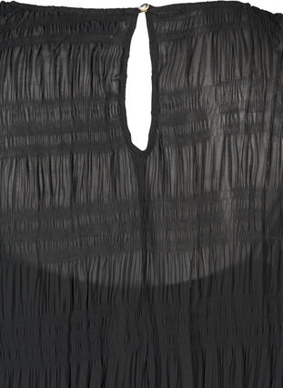 Tekstuurinen tunika puhvihihoilla, Black, Packshot image number 3