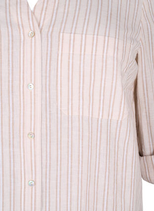 Puuvilla-pellavasekoitteinen paitapusero, jossa on napitus, Sandshell White, Packshot image number 2