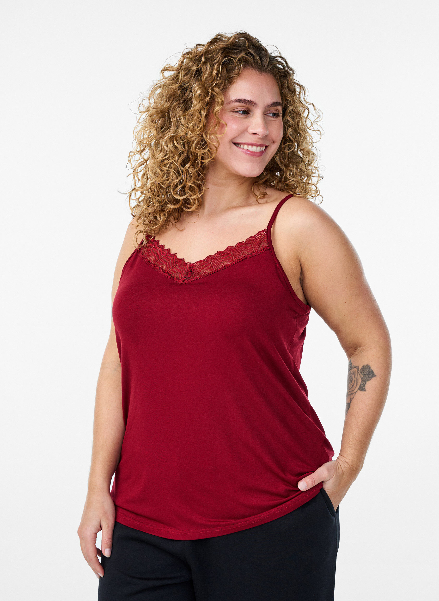 Zizzi Toppi pitsiyksityiskohdilla ja spagettiolkaimilla, Ruskea, Model image number 0