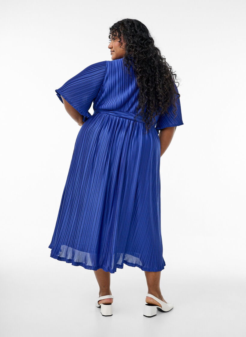 Laskosteltu midimekko lepakkohihoilla, Sininen, Model image number 1